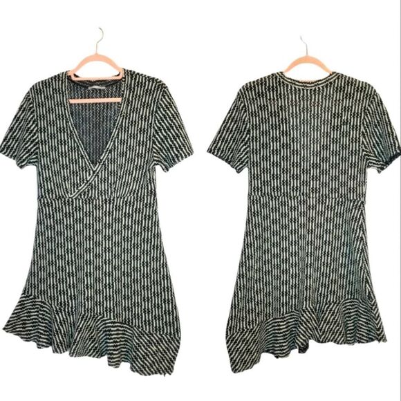 Zara Green Knit Surplice Asymmetrical Mini Dress - Picture 1 of 7